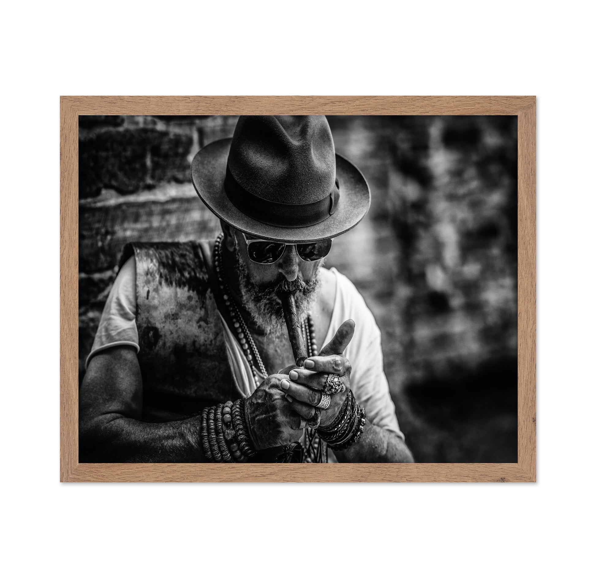 Bearded Old Man Smoking Cigar