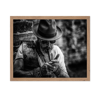Bearded Old Man Smoking Cigar