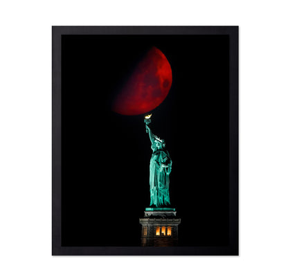 Statue Of Liberty And Moonset
