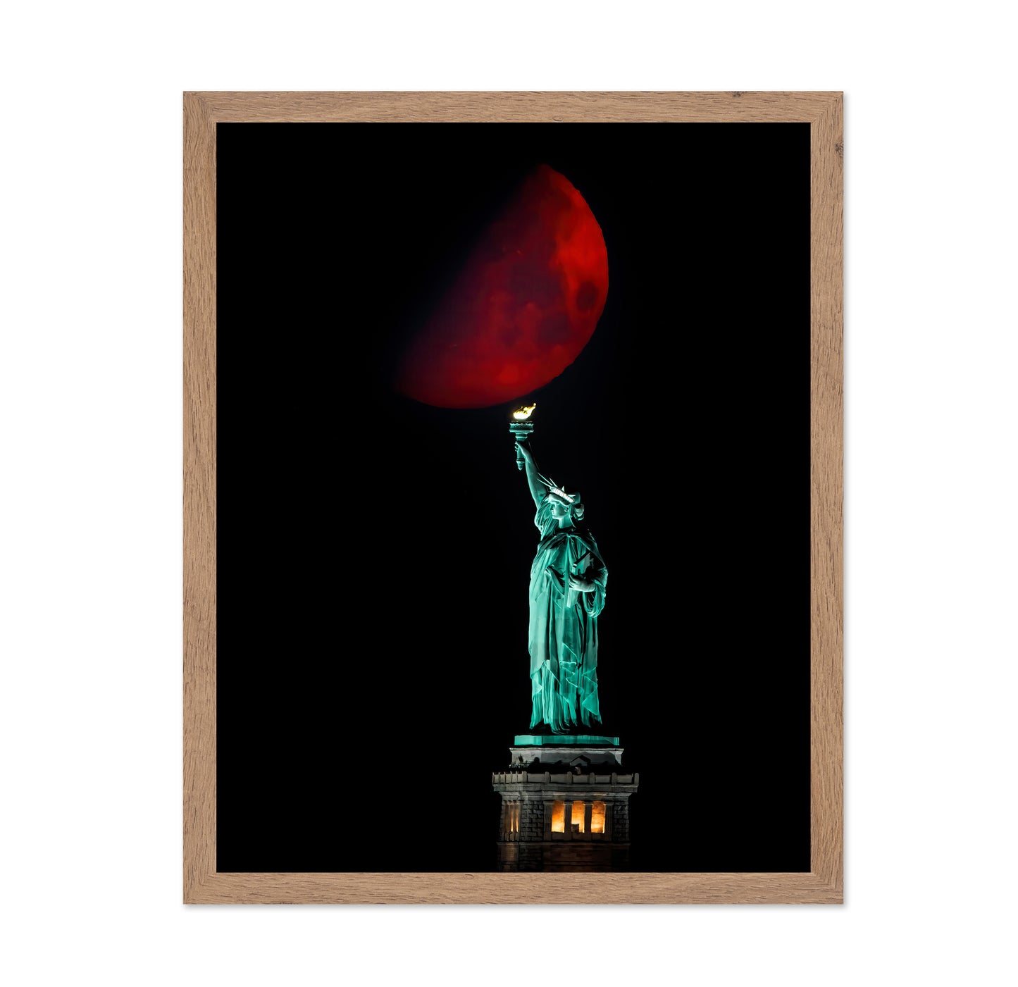 Statue Of Liberty And Moonset