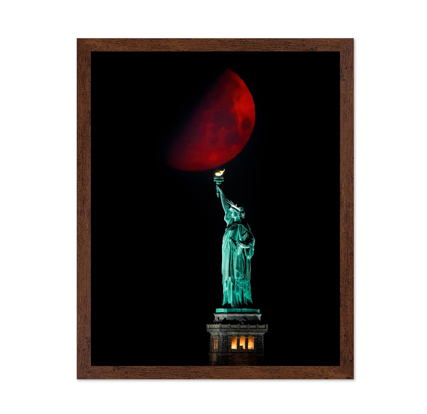 Statue Of Liberty And Moonset