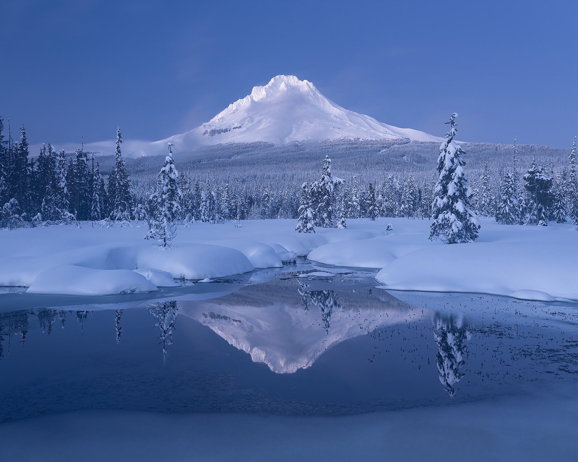Snowy Mountain Reflection