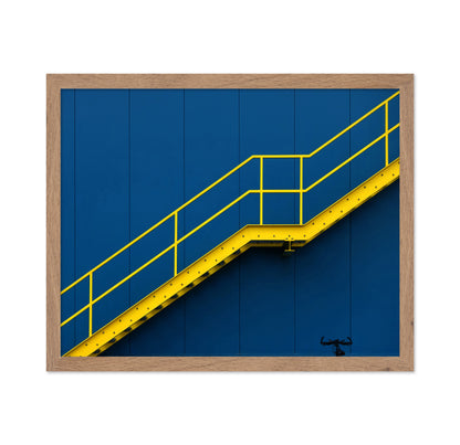 Yellow Metal Staircase Against A Blue