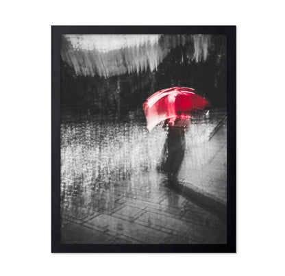 Red Umbrella in Urban Blur