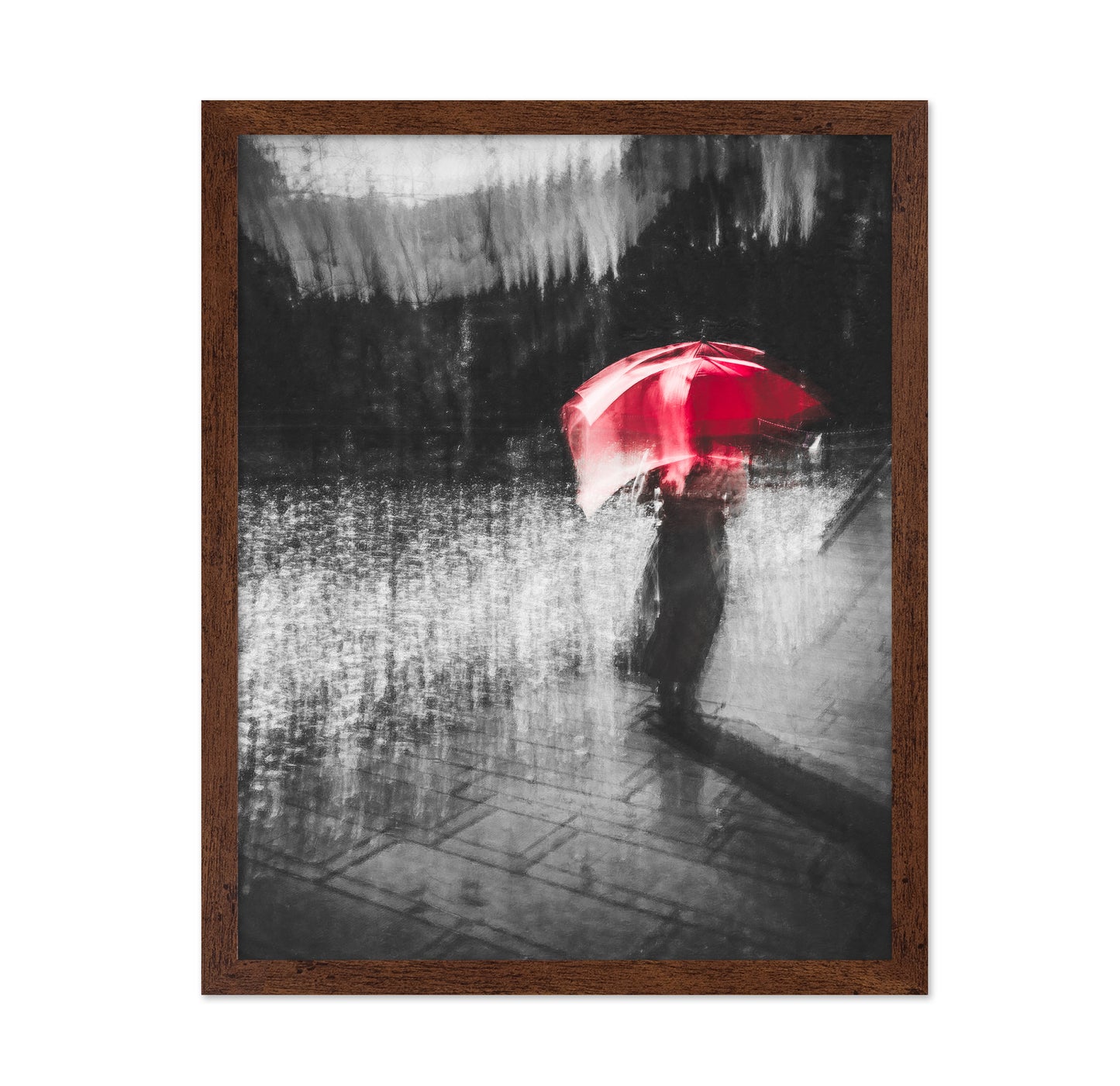 Red Umbrella in Urban Blur
