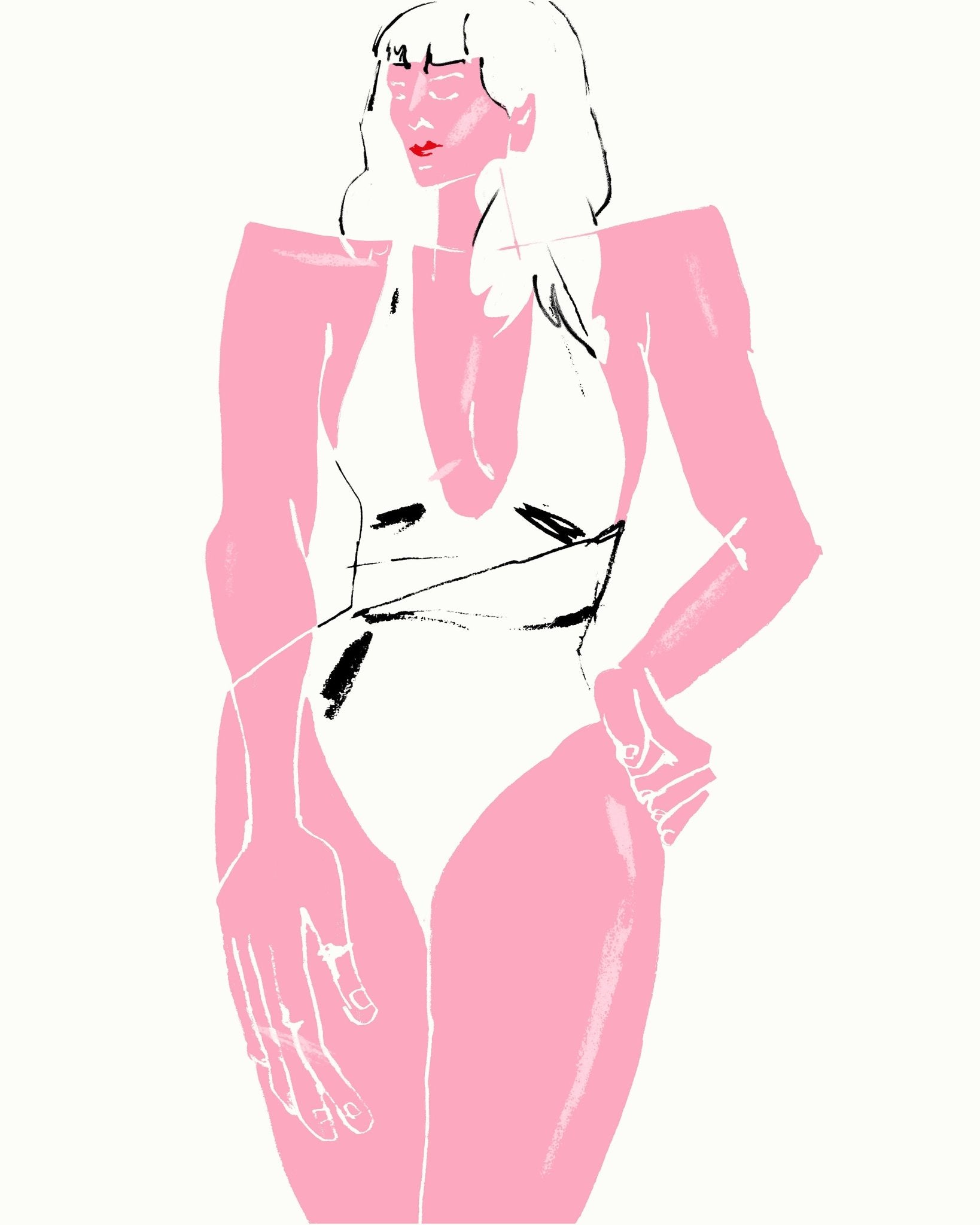 Girl In Bathing Suit White