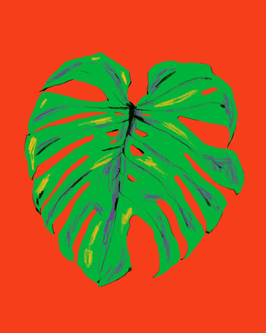 Monstera Leaf Red