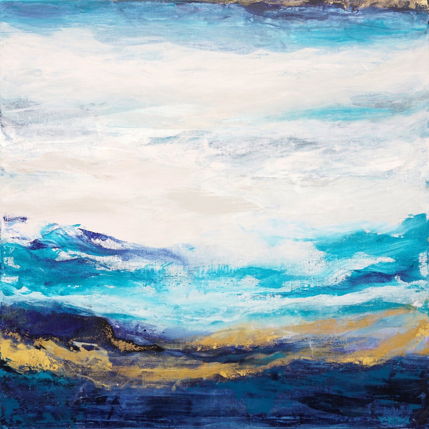 Serene Landscape With Soft Blue And Golden Tones