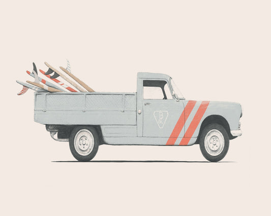 Pickup Car With Surfboards