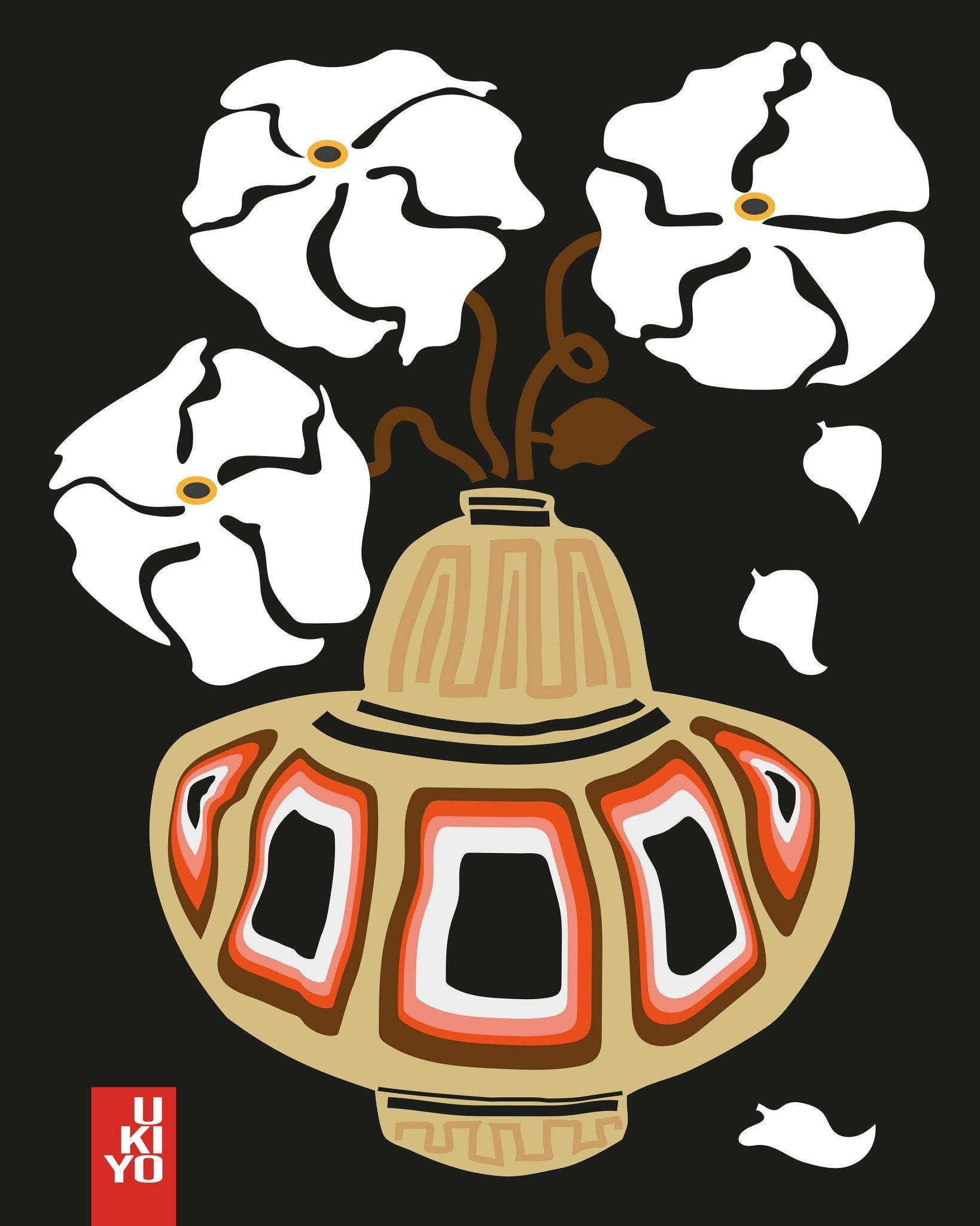 Ukiyo Vase Flower Black