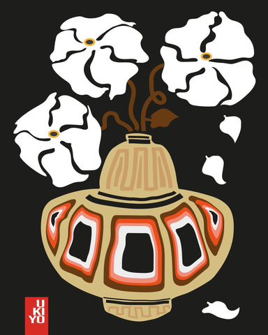Ukiyo Vase Flower Black