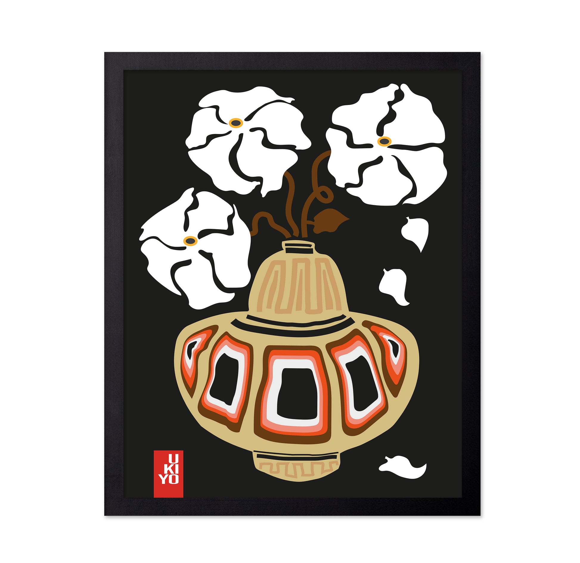 Ukiyo Vase Flower Black