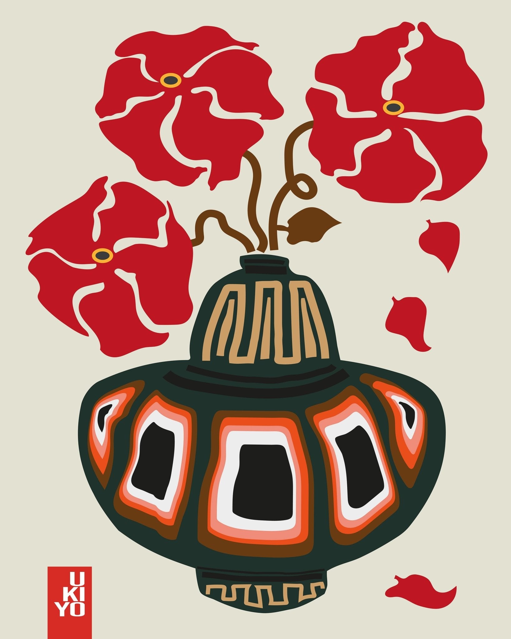 Ukiyo Vase Flower Greige