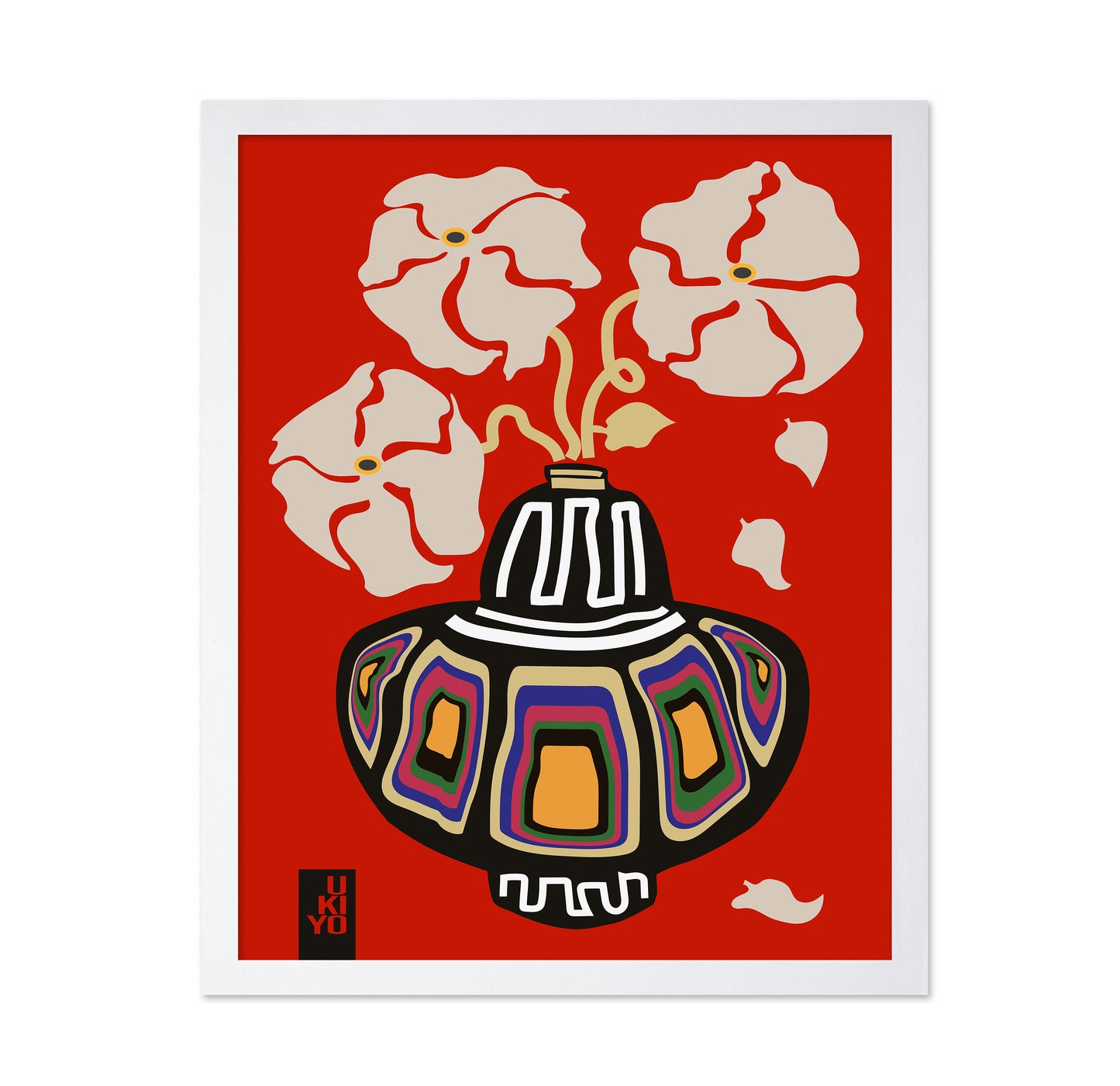 Ukiyo Vase Flower Rainbow Red