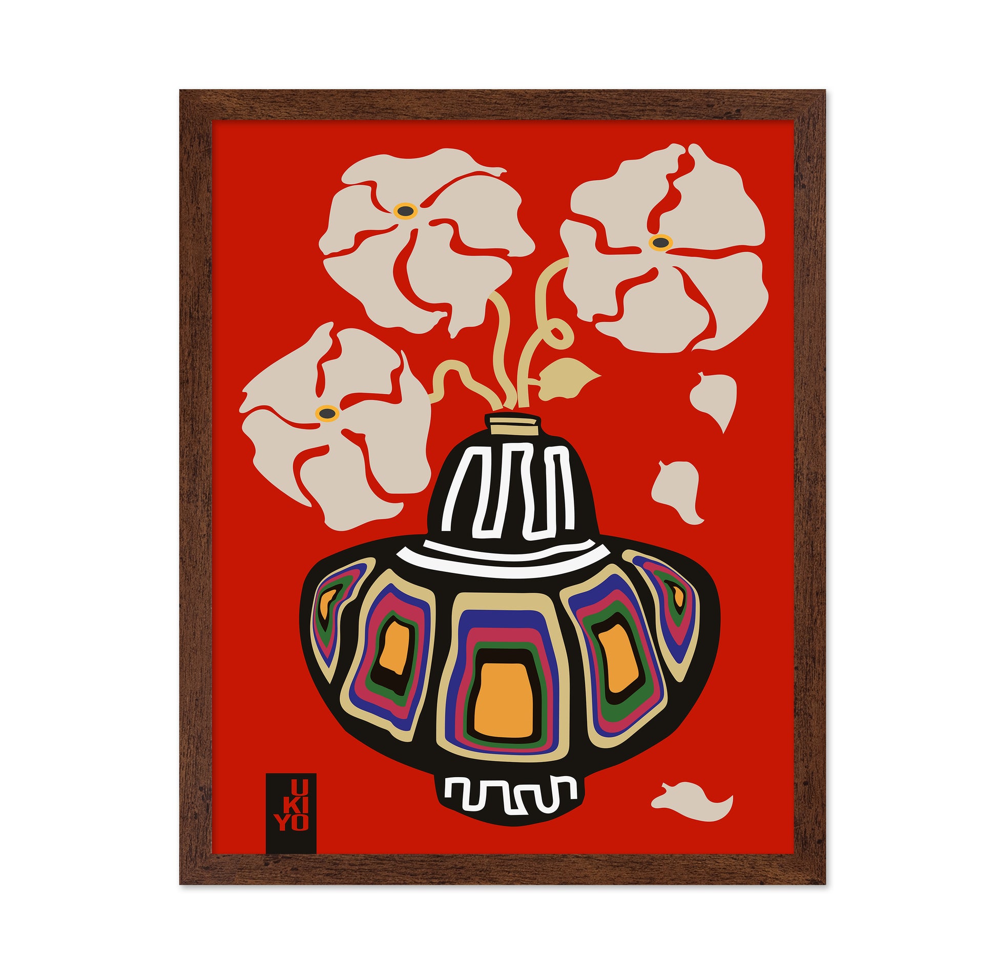 Ukiyo Vase Flower Rainbow Red