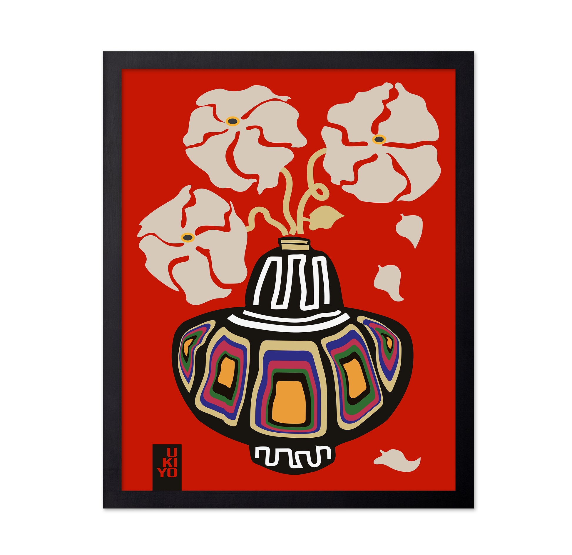 Ukiyo Vase Flower Rainbow Red