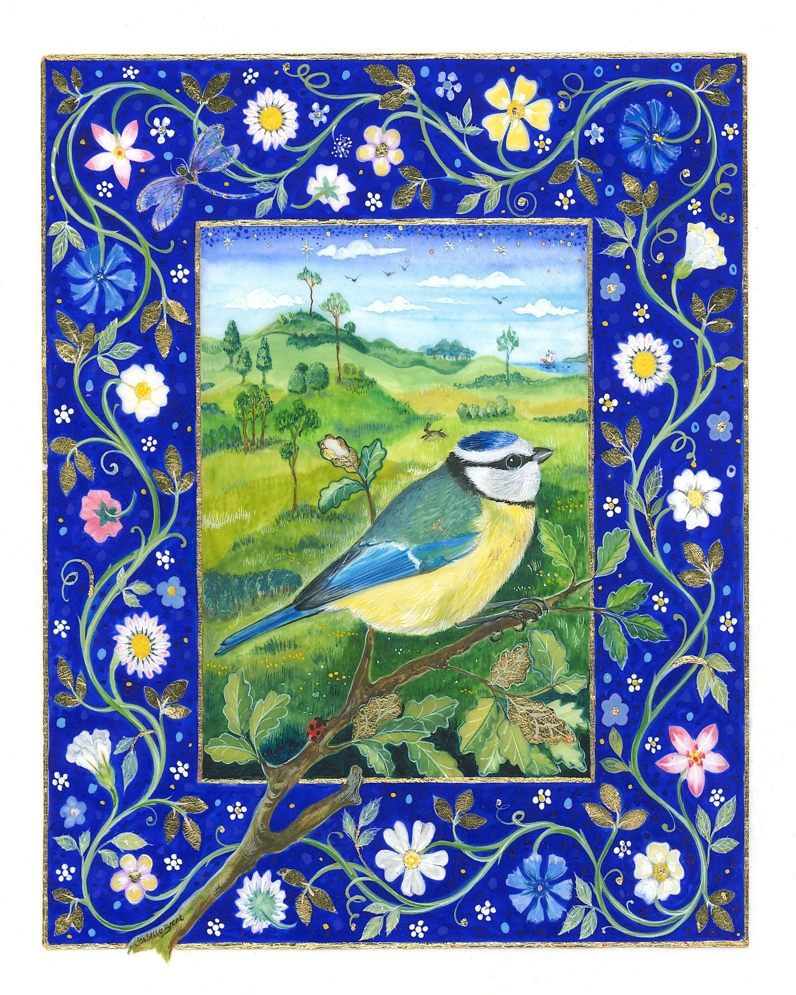 Bird Tit In Floral Frame