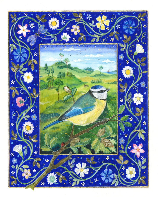 Bird Tit In Floral Frame