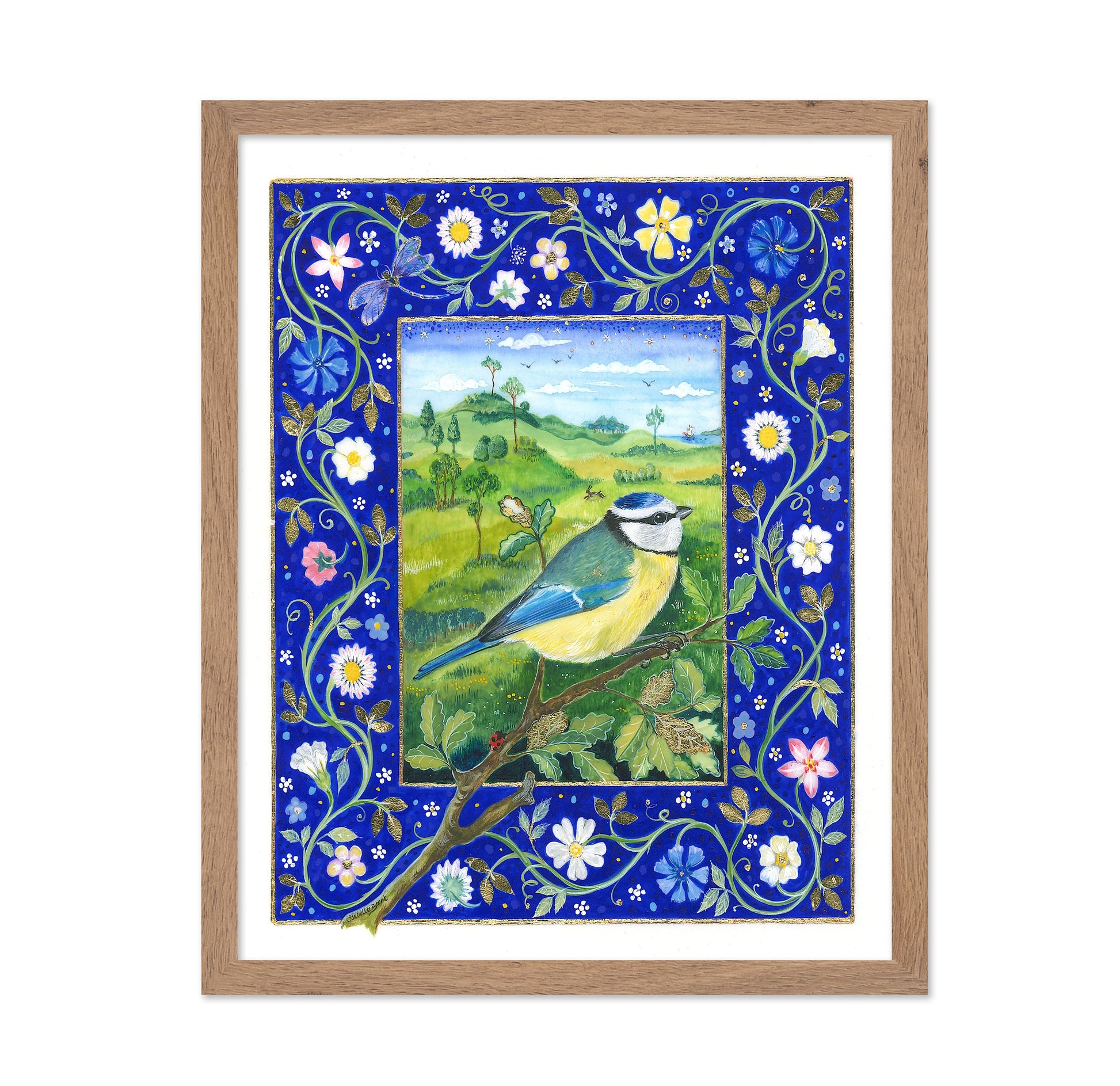 Bird Tit In Floral Frame