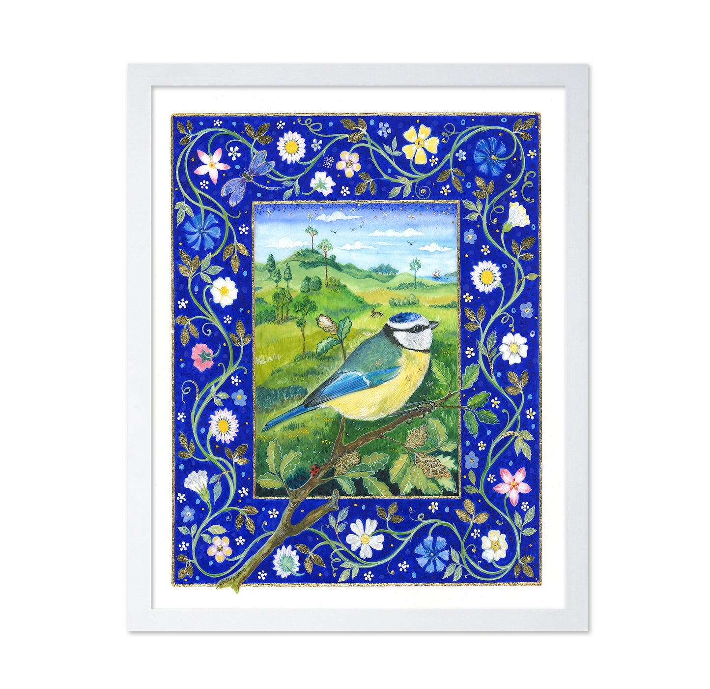 Bird Tit In Floral Frame