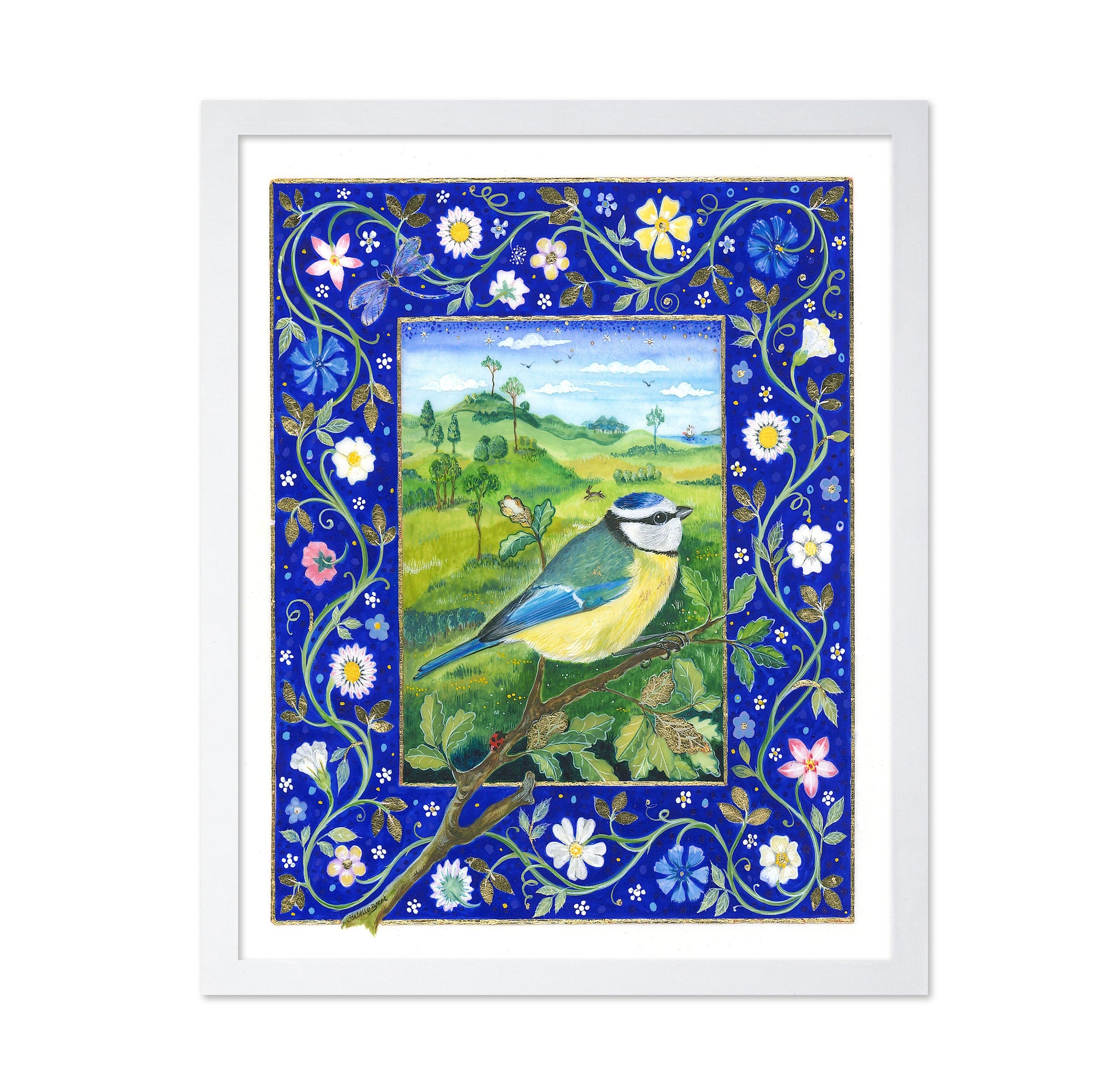 Bird Tit In Floral Frame