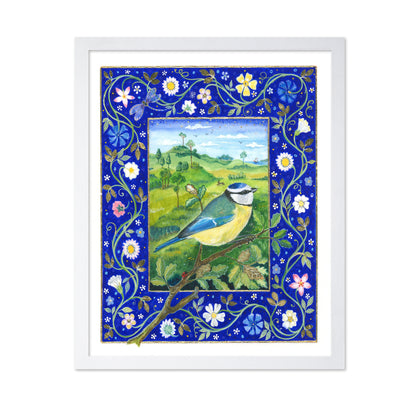Bird Tit In Floral Frame