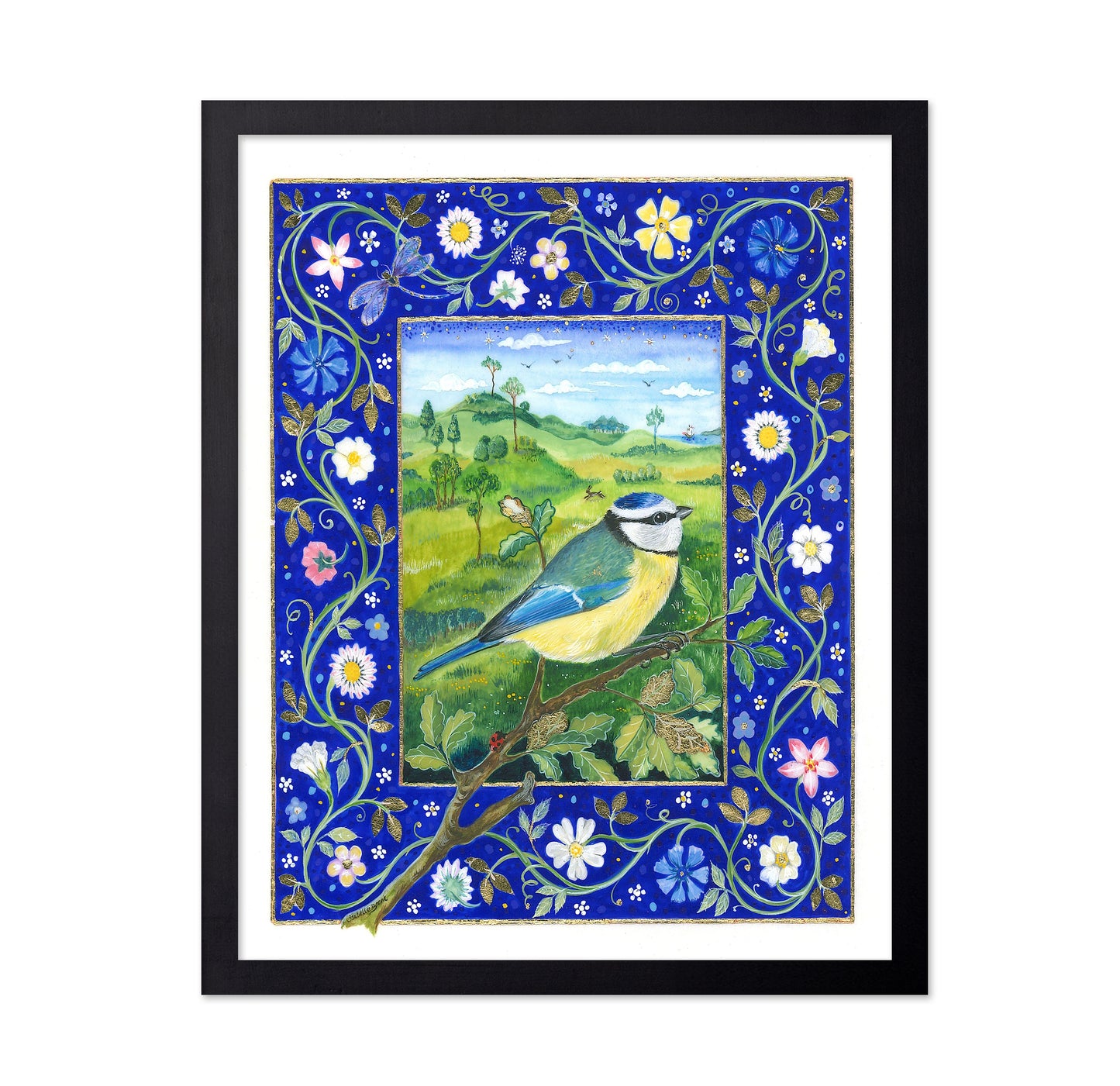 Bird Tit In Floral Frame