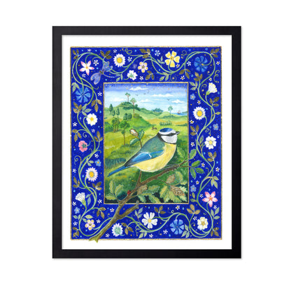 Bird Tit In Floral Frame