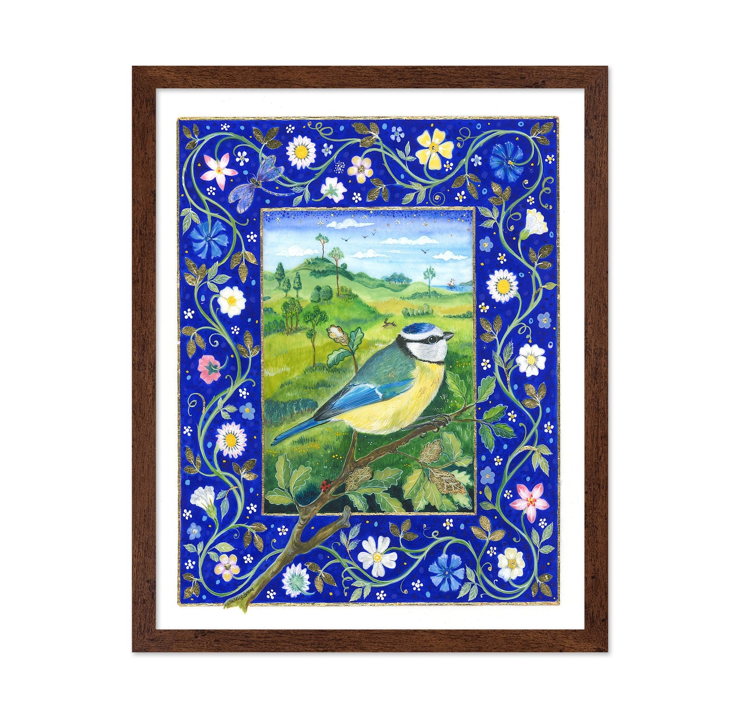 Bird Tit In Floral Frame