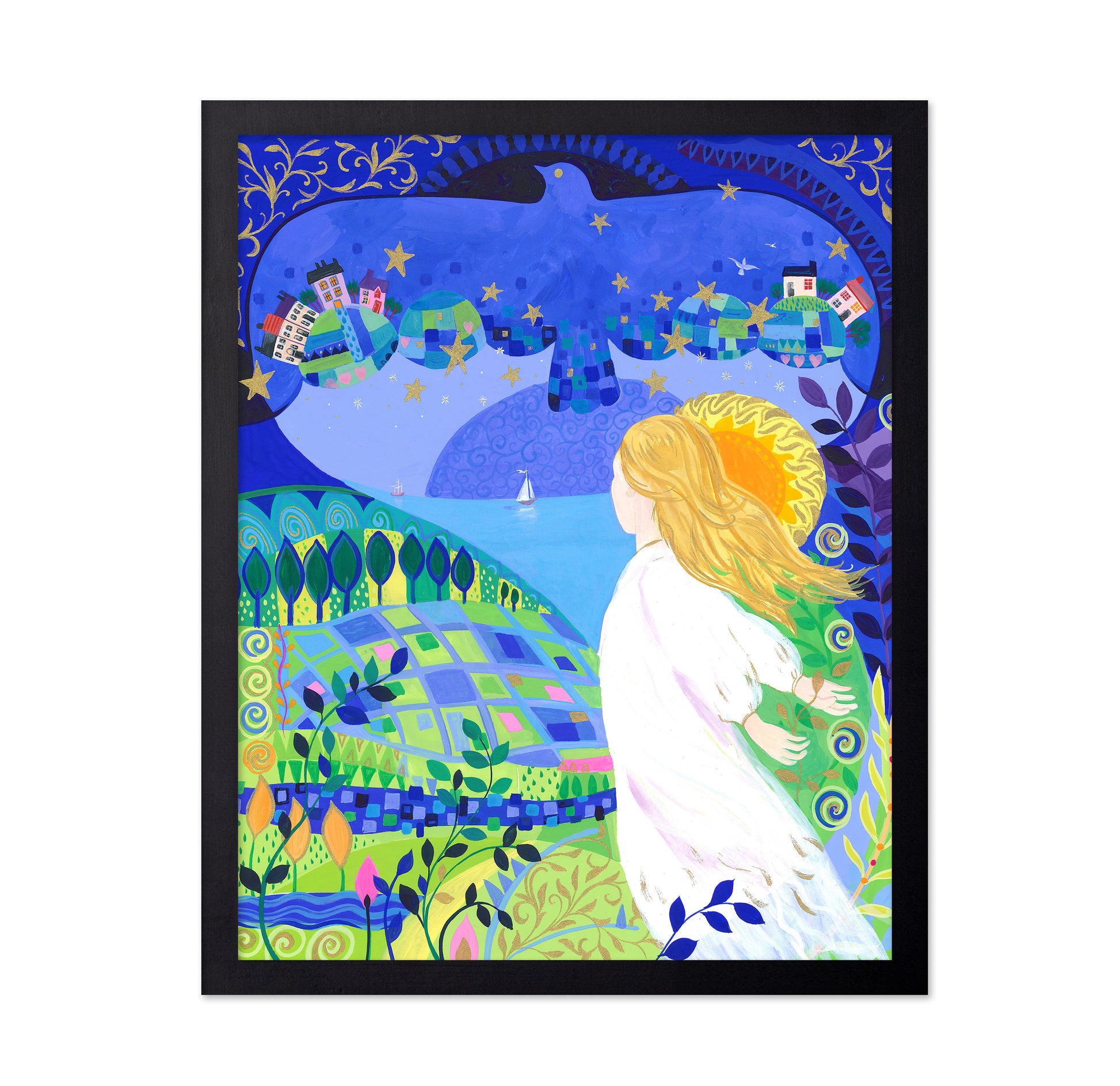 Child Under A Night Sky With Stars