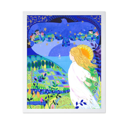 Child Under A Night Sky With Stars