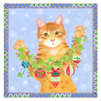 Festive Cat with Holiday Garland