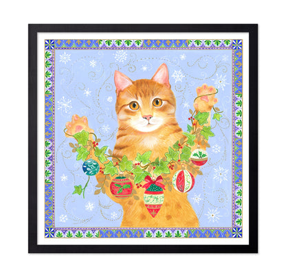 Festive Cat with Holiday Garland