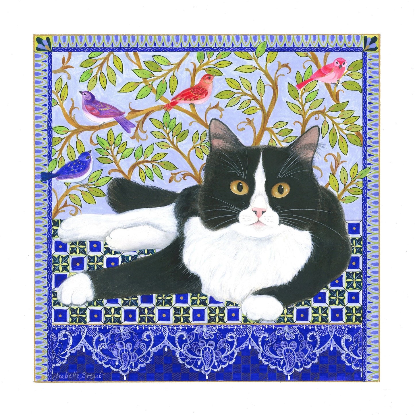 Tuxedo Cat and Birds