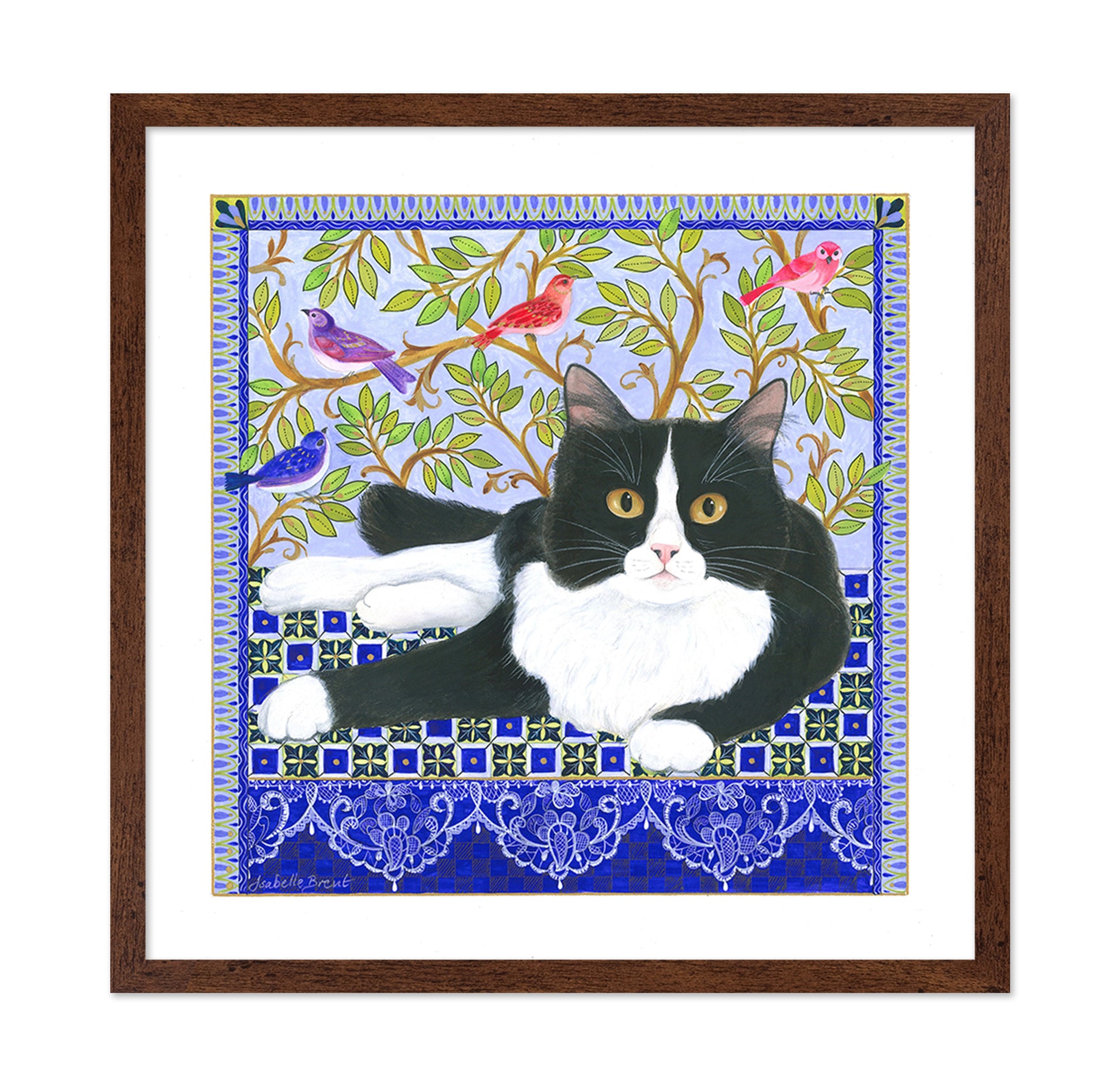 Tuxedo Cat and Birds