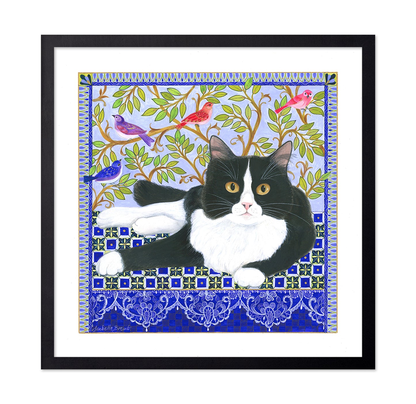 Tuxedo Cat and Birds