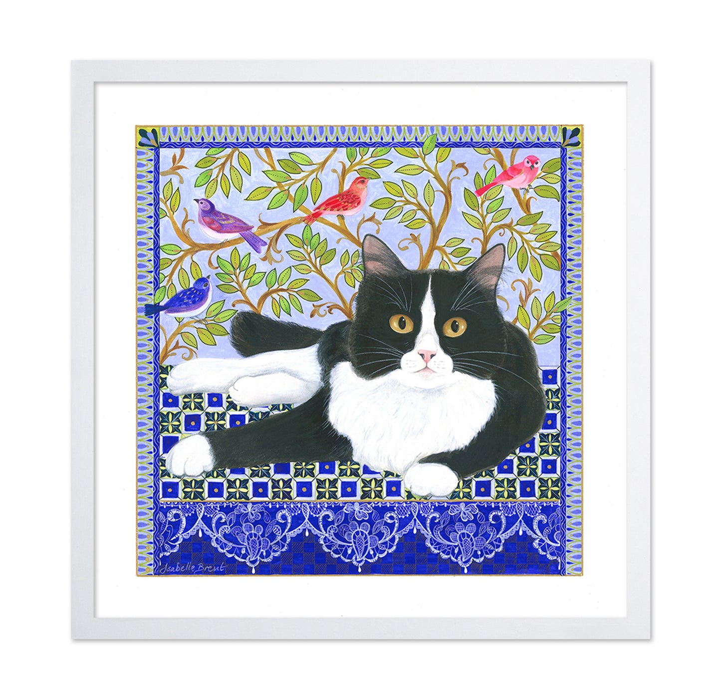 Tuxedo Cat and Birds