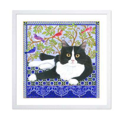 Tuxedo Cat and Birds