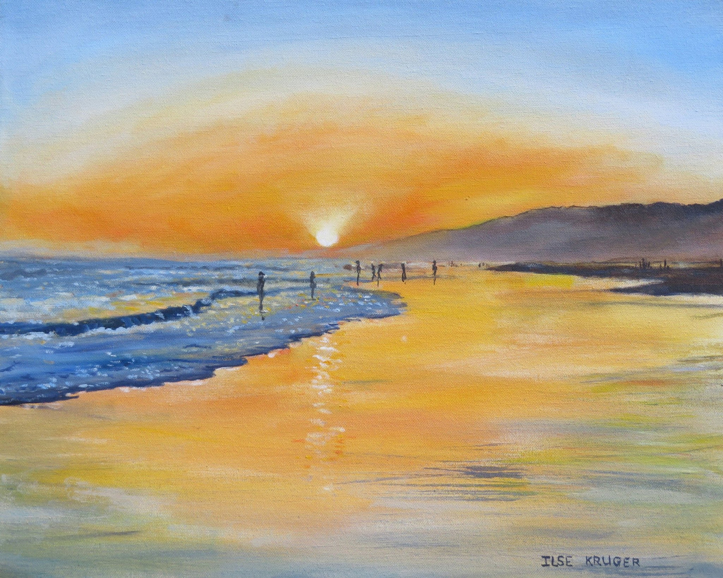 A Serene Beach Scene At Sunset