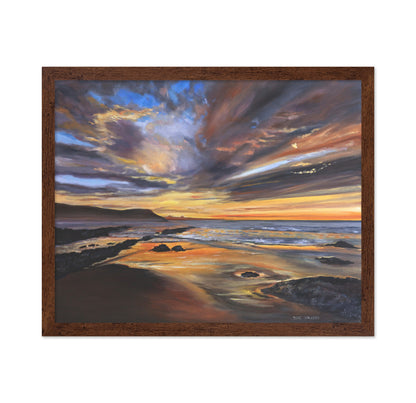 Serene Sunset Over A Rocky Beach