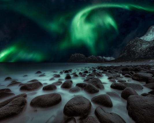 Aurora Borealis Over Uttakleiv Beach
