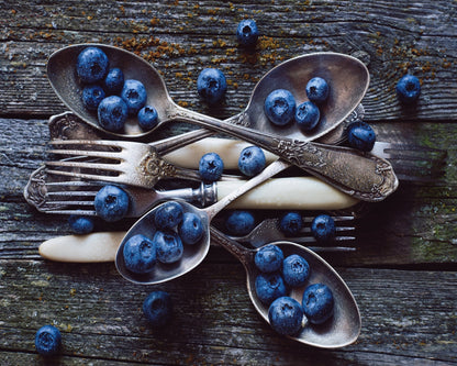 Fresh Blueberries On Weathered Wooden Planks