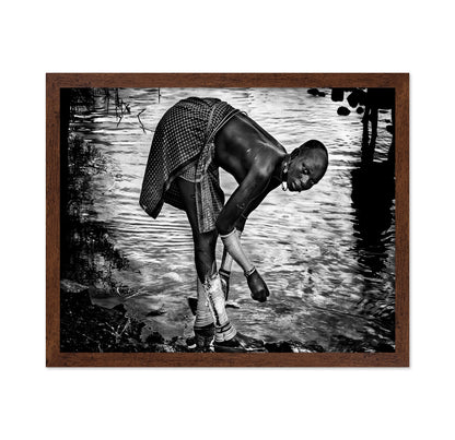 Surma Tribe Woman Washing Up Her Jewelry