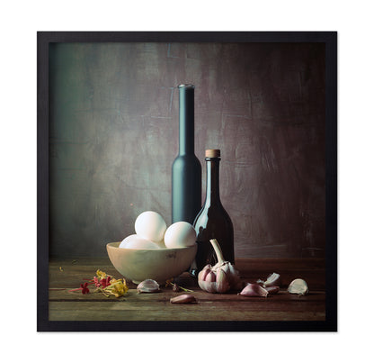 Kitchen Eggs and Bottles Still Life