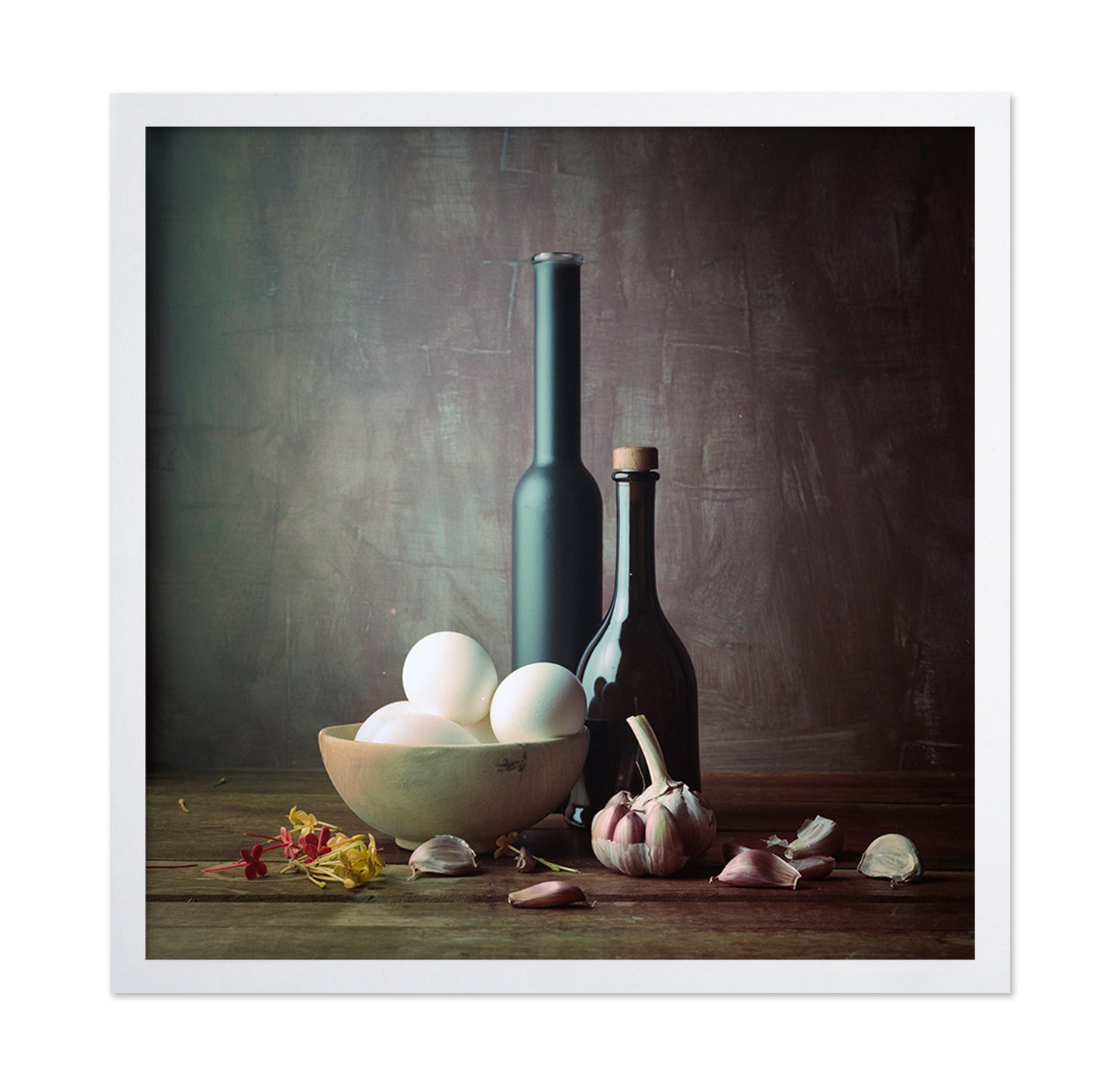 Kitchen Eggs and Bottles Still Life