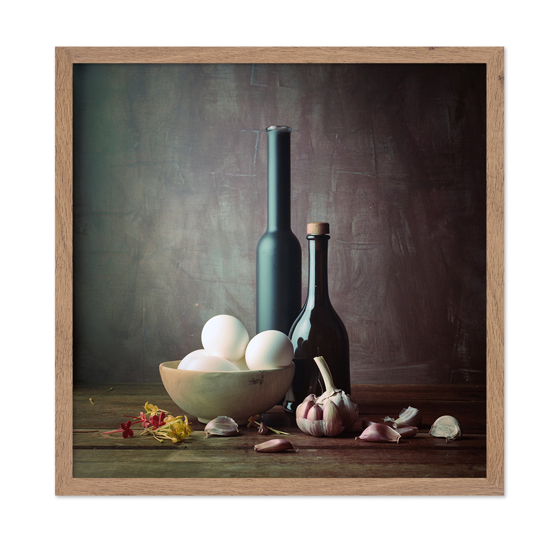 Kitchen Eggs and Bottles Still Life