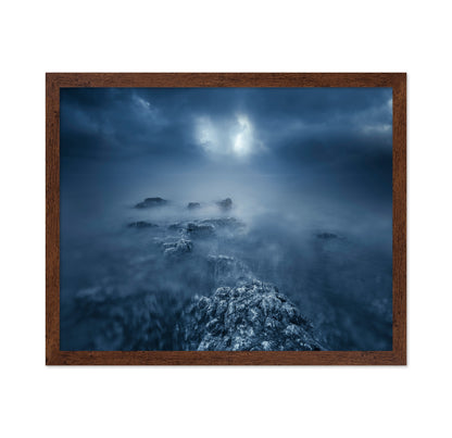 Rocks in Atlantic Ocean at Night