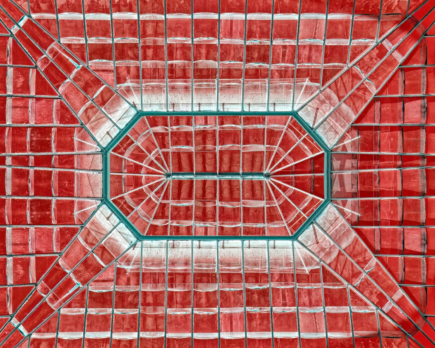Teal Veins in a Crimson Field