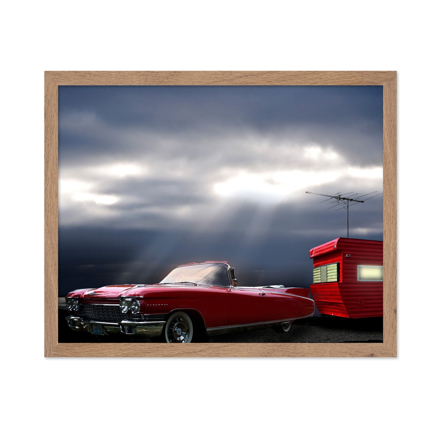 Red Cadillac Travel Trailer Road Trip