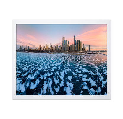 Chicago Shoreline and Frozen Lake
